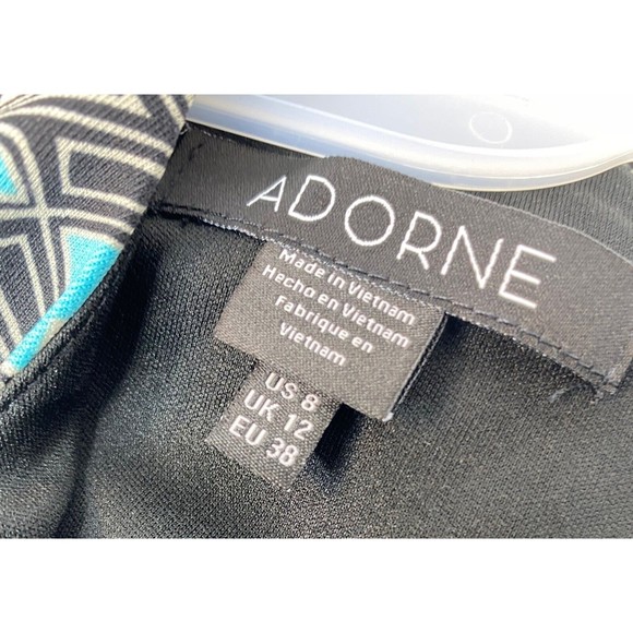 Adorne Women's Multicolor Polyester V-Neck Sleeveless Knee Length Dress Size 8 - Picture 14 of 16